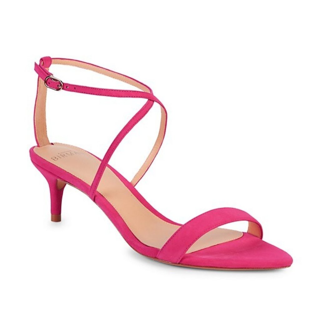 Alexandre Birman Leather Cocktail Suede Kitten-Heel Sandals